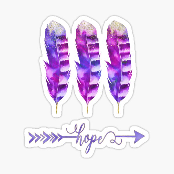 Purple Pink Hope Feather Sticker