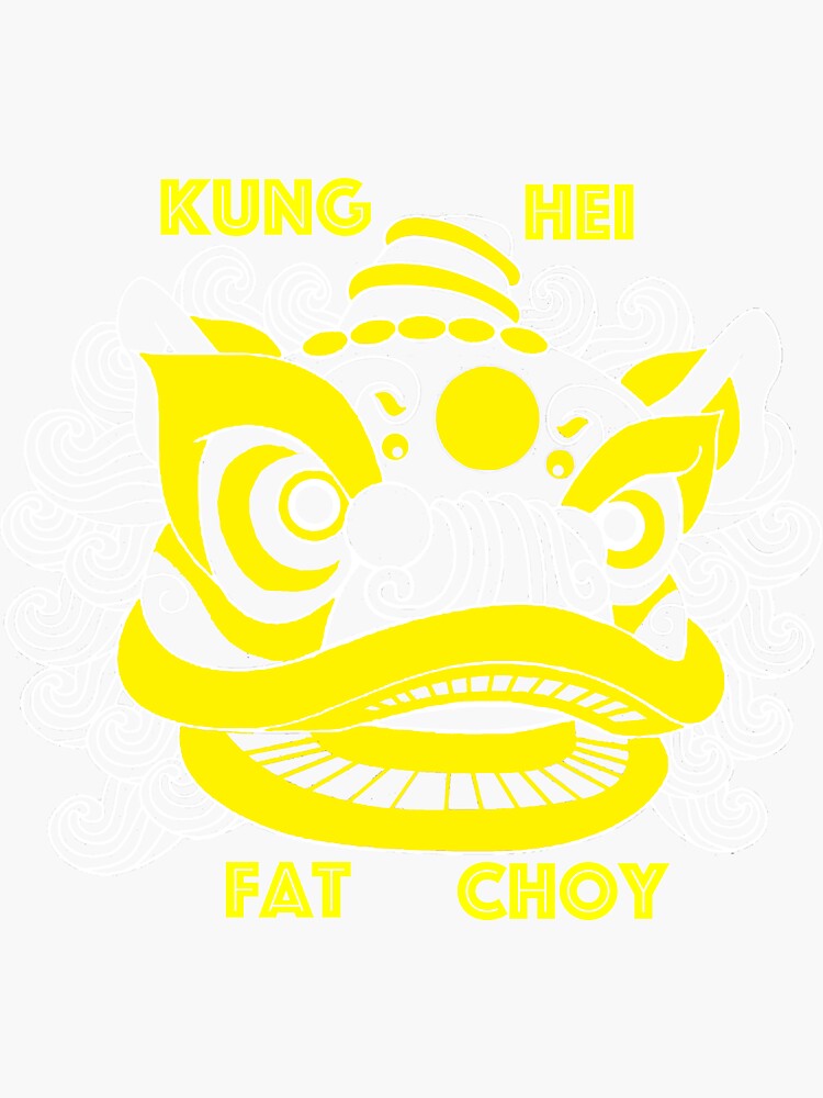 "Kung Hei Fat Choy Lunar Chinese New Year Lion Head Yellow" Sticker by