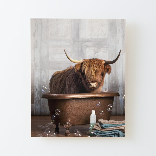 Highland Cow Wood Mounted Print