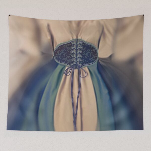 Item preview, Renaissance Fair costume dress in blue and brown with lace up corset in brocade designed and sold by Designwebjae.