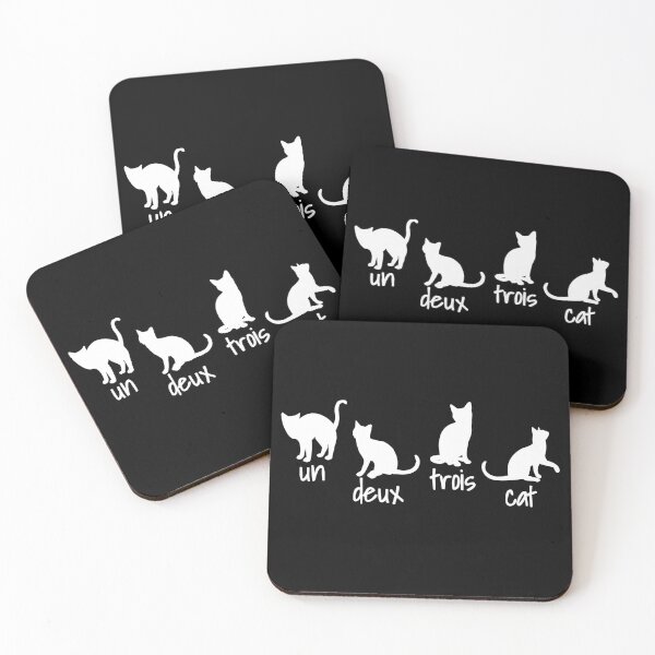 Un Deux Trois Cat - Funny Cat Gift Coasters (Set of 4)