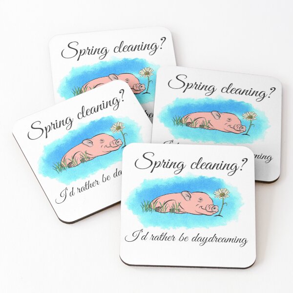 Item preview, Lazy Spring cleaning daydreaming pig with flower designed and sold by wdyoungblood.