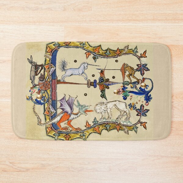 Item preview, WEIRD MEDIEVAL BESTIARY ,UNICORN FIGHTING MONKEY ,DRAGON AND LION by Bulgan Lumini designed and sold by BulganLumini.