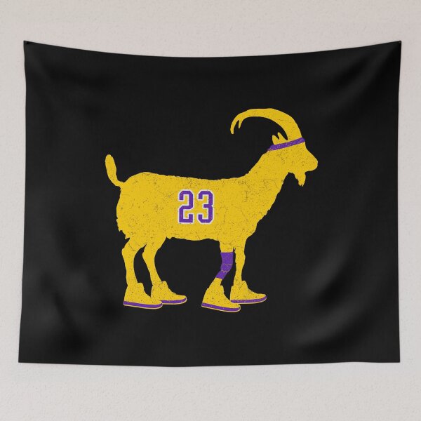 Item preview, Lebron James GOAT distressed silhouette with basketball sneakers gold & purple designed and sold by COURT-VISION.