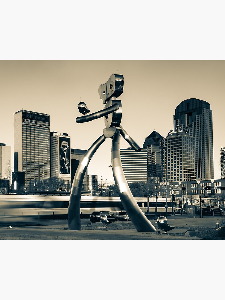 Dallas popular Skyline, Traveling Man, Dallas Texas Panorama, Cityscape Art, Deep Ellum Texas, Dallas Sepia Art, Monochrome Decor, Lone Star State