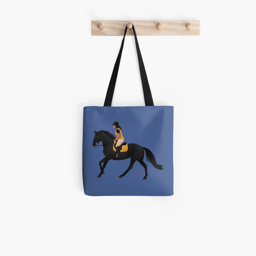 English Horse Tapestry Small Barrel Handbag with Shoulder Straps