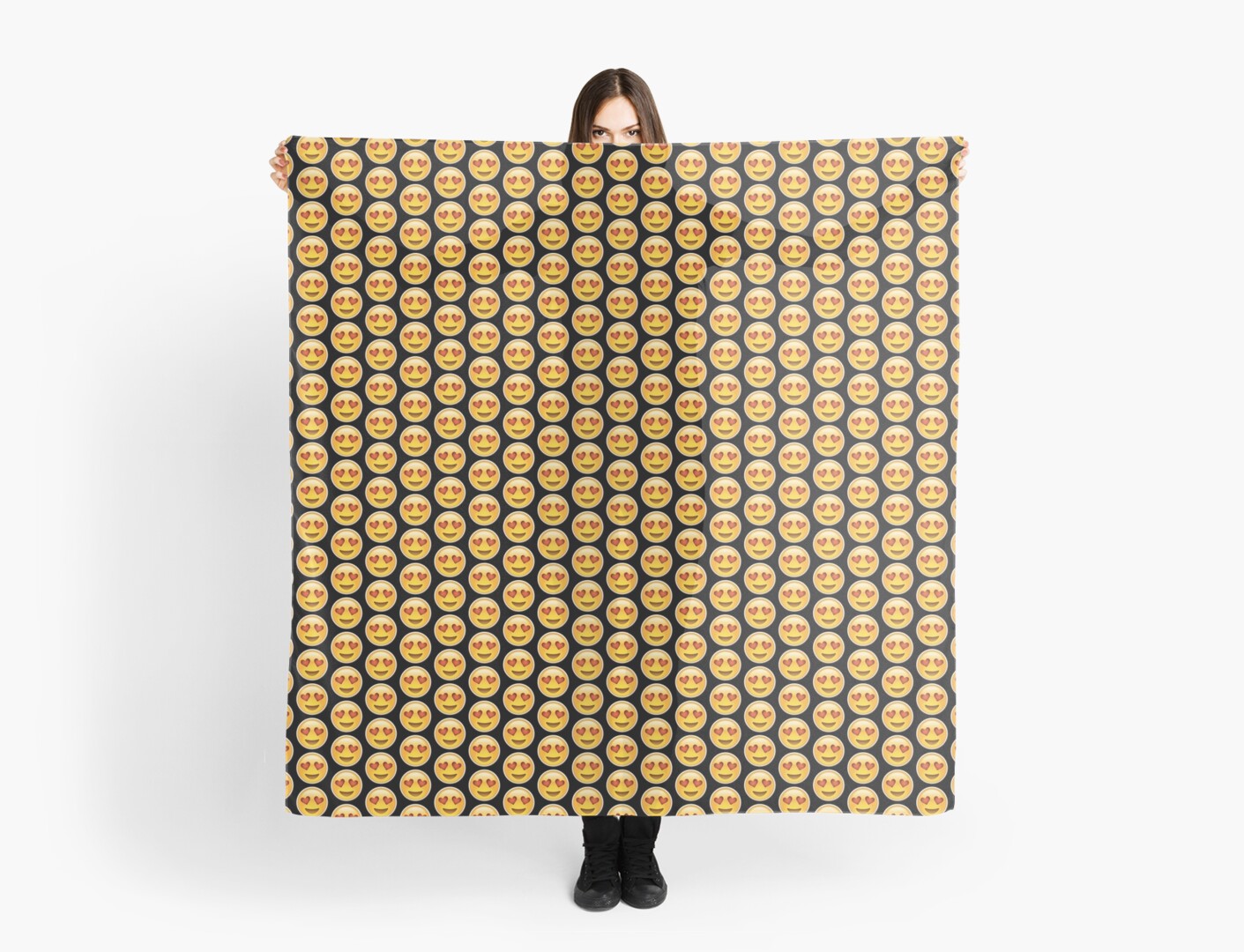 "Emoji Heart Eyes Black Background" Scarves by ...