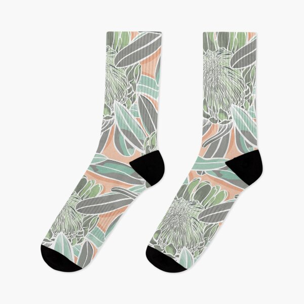 Item preview, Summertime Protea Garden - Mint Green and Mandarin Orange color palette designed and sold by Sketchbook Designs.