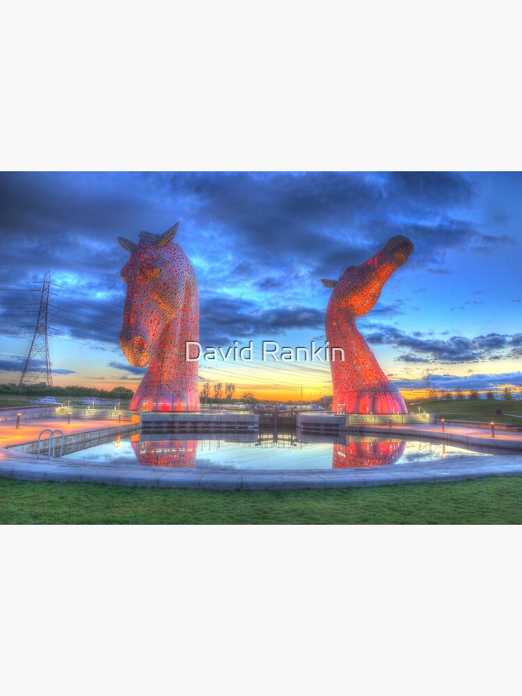 Artwork view, the Kelpies at night , the Helix , Falkirk  designed and sold by David Rankin