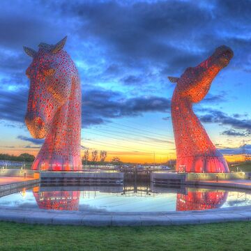 Artwork thumbnail, the Kelpies at night , the Helix , Falkirk by goldyart