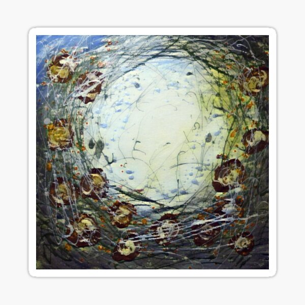 Poppy Circle 11 designed and created by (c) Janet Watson Art Sticker