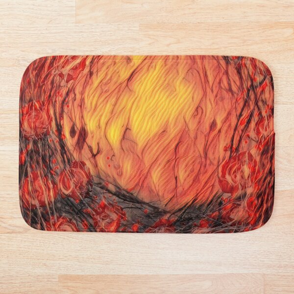 Poppy Circle 12 designed and created by (c) Janet Watson Art Bath Mat