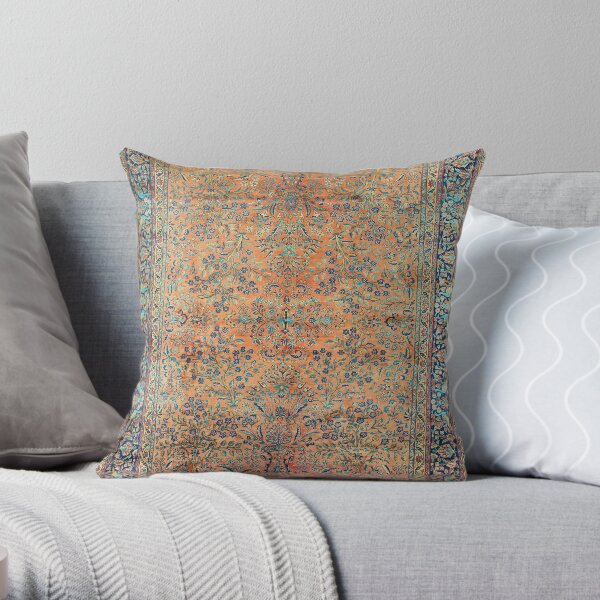 Manchester Kashan Floral Persian Carpet Print Throw Pillow