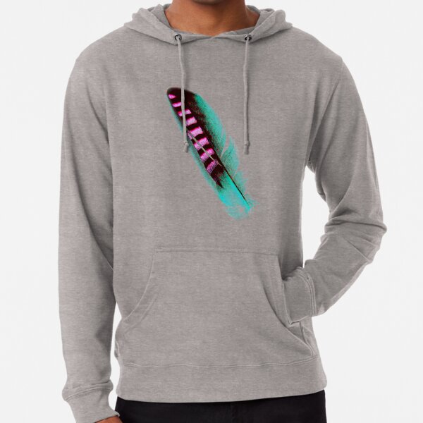 Feathers on black pattern Lightweight Hoodie