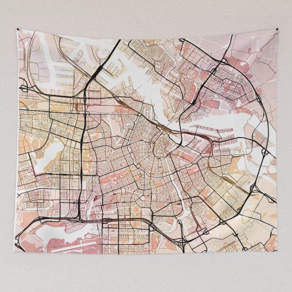 Item preview, Amsterdam Street map art watercolor designed and sold by IvonDesign.