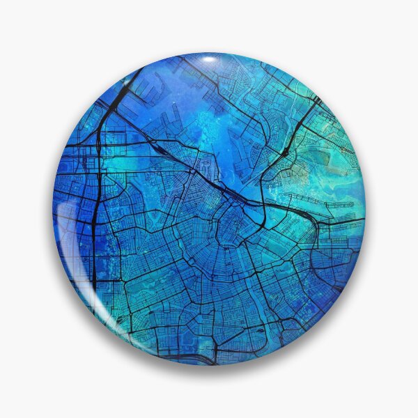 Item preview, Blue Amsterdam Street map art watercolor designed and sold by IvonDesign.