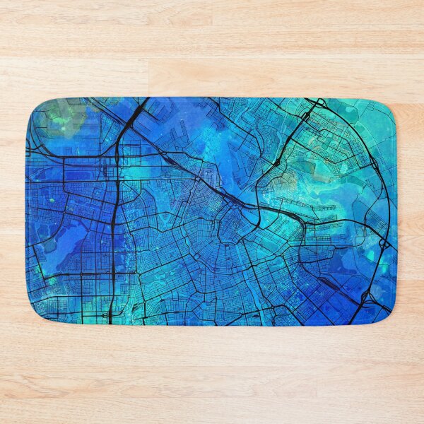 Item preview, Blue Amsterdam Street map art watercolor designed and sold by IvonDesign.
