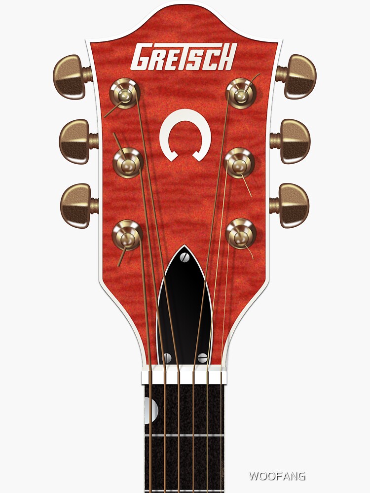 "GUITAR HEADSTOCK ART GRETSCH CHET ATKINS" Sticker by WOOFANG Redbubble