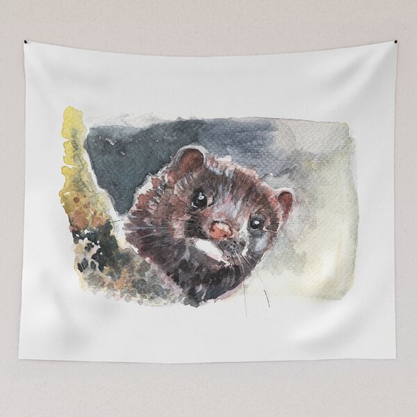 Item preview, American mink watercolor designed and sold by belettelepink.