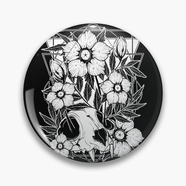 Item preview, Cat skull and pretty flowers designed and sold by vonKowen.