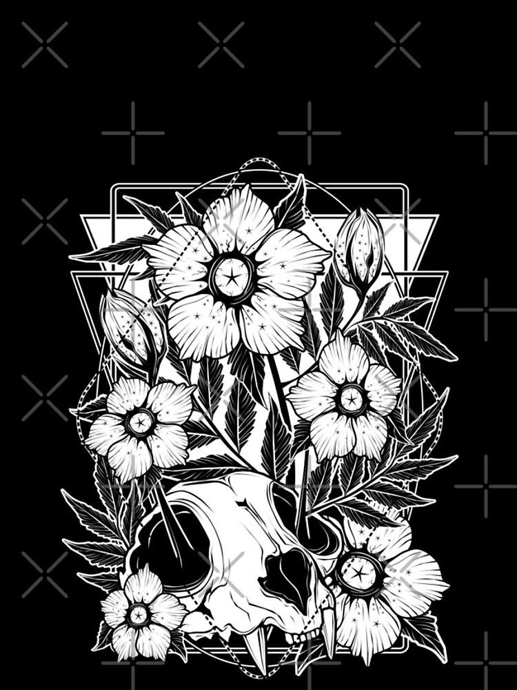 Disover Cat skull and pretty flowers Iphone Case