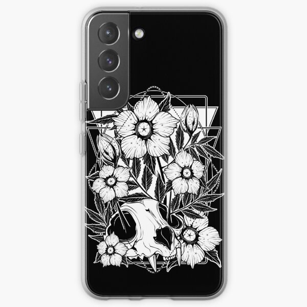 Cat skull and pretty flowers Samsung Galaxy Soft Case