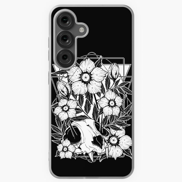 Item preview, Cat skull and pretty flowers designed and sold by vonKowen.