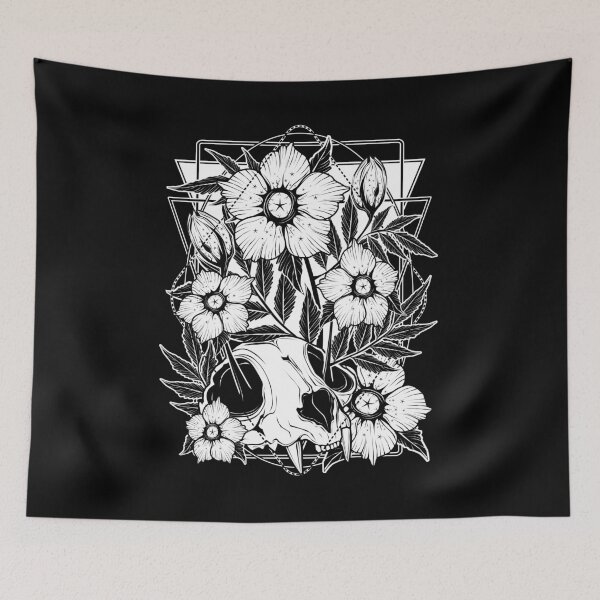 Item preview, Cat skull and pretty flowers designed and sold by vonKowen.