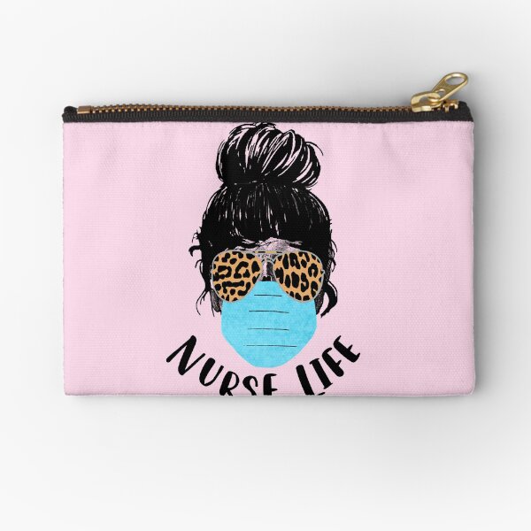 Nurse life Front line warrior worker nurse nurses nursing mask essential employee rn Zipper Pouch
