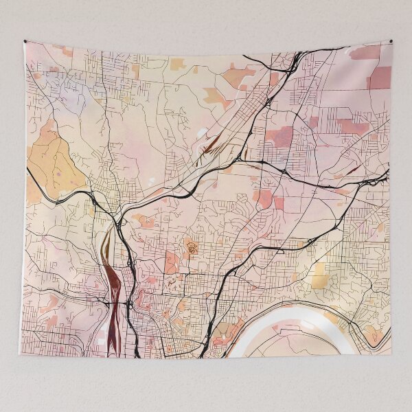 Item preview, Cincinnati Street map art watercolor designed and sold by IvonDesign.