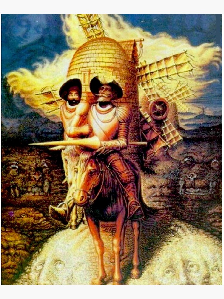 DON QUIXOTE : Vintage Abstract Tilting at Windmills Print by posterbobs