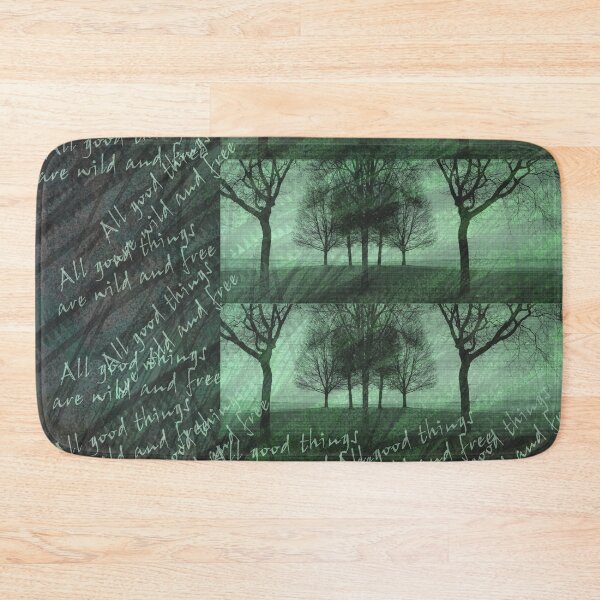Item preview, Distressed Mint Tree Silhouettes Pattern with words designed and sold by WatersEdgeGal.