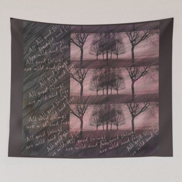 Item preview, Distressed Pink Tree Silhouettes Pattern with words designed and sold by WatersEdgeGal.