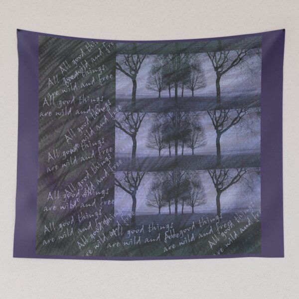 Item preview, Distressed Blue Tree Silhouettes Pattern with words designed and sold by WatersEdgeGal.