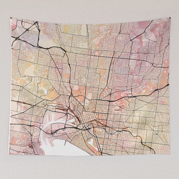 Item preview,  Melbourne Street map art watercolor designed and sold by IvonDesign.
