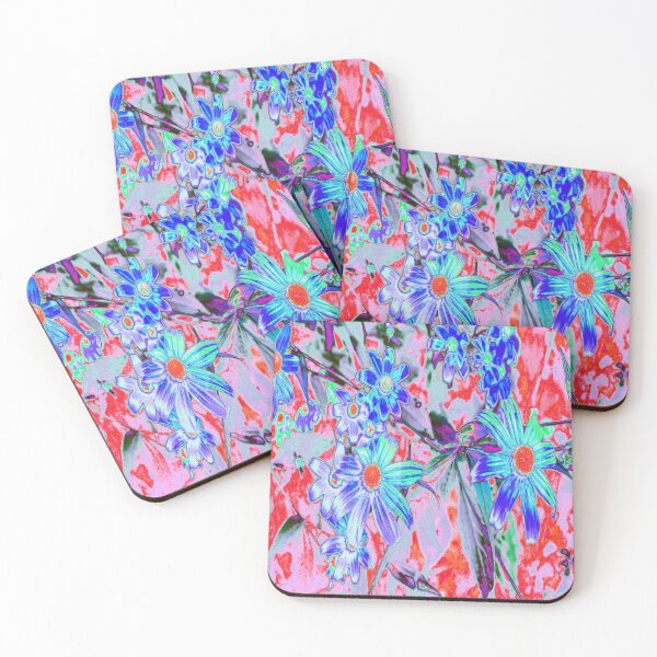 Item preview, Retro Psychedelic Aqua Green and Orange Flowers designed and sold by myrubiogarden.