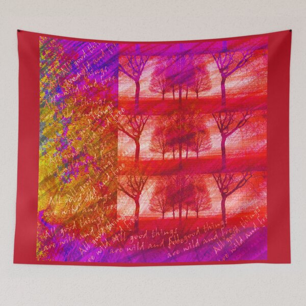 Item preview, Hot Distressed Red Tree Silhouettes Pattern with words designed and sold by WatersEdgeGal.