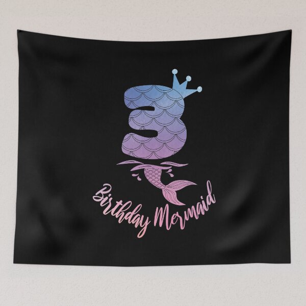Artikelvorschau, 3. Geburtstag Meerjungfrau - 3 Jahre altes B-Day Girl Design entworfen und verkauft von Grabitees.