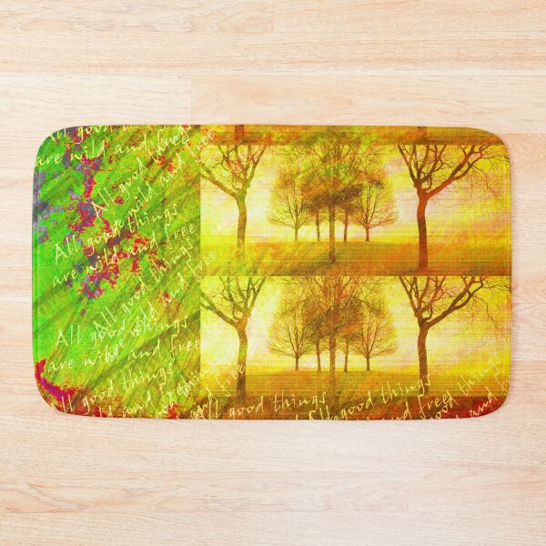 Item preview, Hot Distressed Yellow Tree Silhouettes Pattern with words designed and sold by WatersEdgeGal.