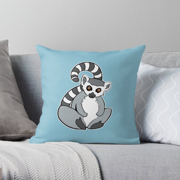 Sitting Ring-Tailed Lemur Throw Pillow