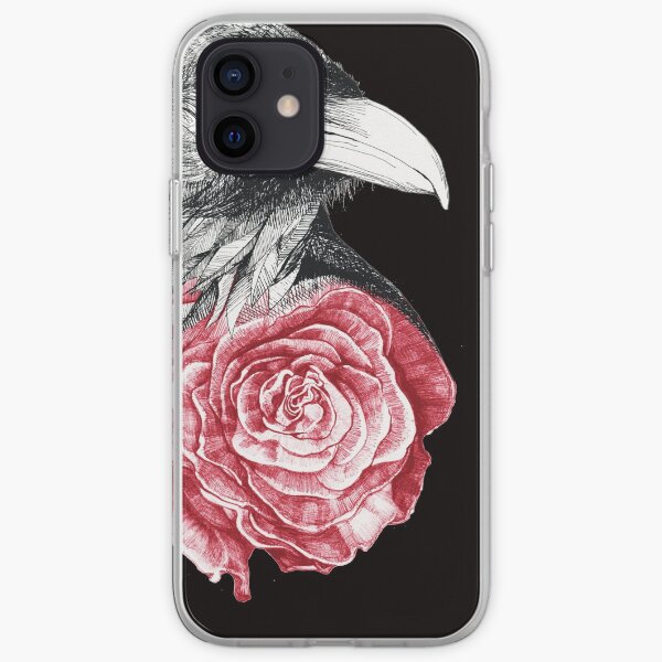 Crow and Rose Flower iPhone Soft Case