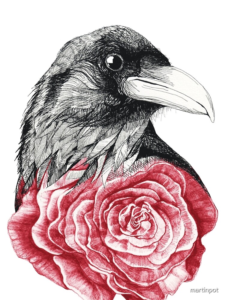 "Crow and Rose Flower" Graphic T-Shirt Dress by martinpot | Redbubble