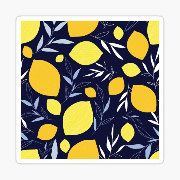 Lemon and Leaves Repeat Print Sticker