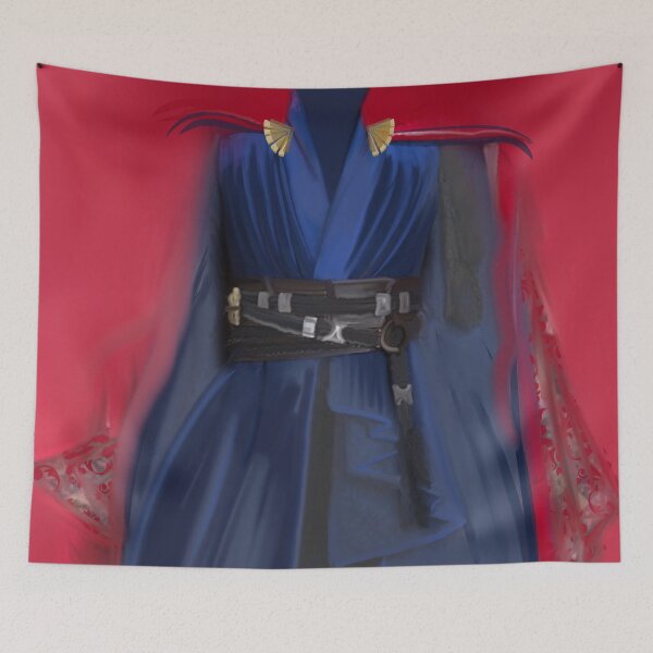 Item preview, Strange Doctor Princess costume dress in red cape and blue bodice and leather woven belt designed and sold by Designwebjae.