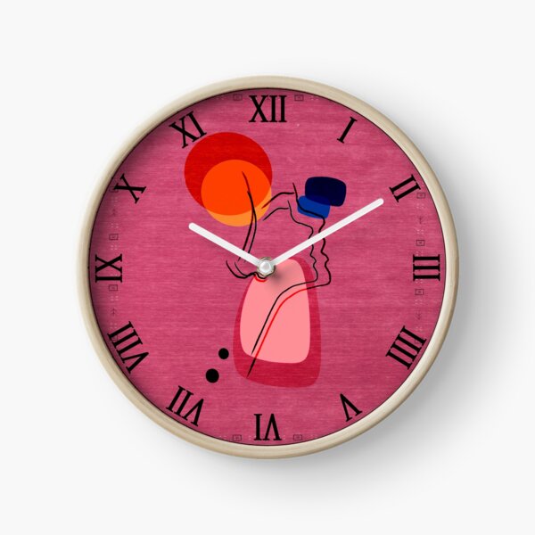 Pink Abstract Berber Moroccan Style Artwork. Clock