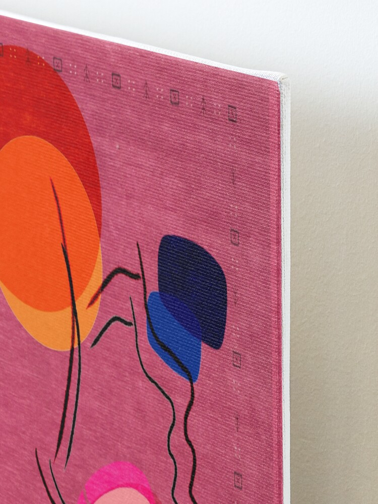 Alternate view of Pink Abstract Berber Moroccan Style Artwork. Mounted Print