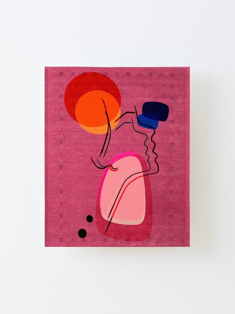 Alternate view of Pink Abstract Berber Moroccan Style Artwork. Mounted Print