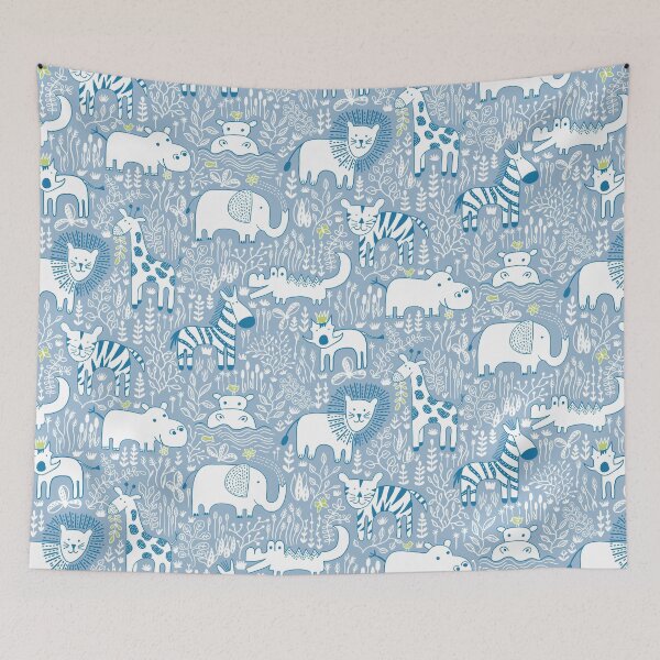 Item preview,  Safari animals - The Warthog is King - blue designed and sold by creativinchi.