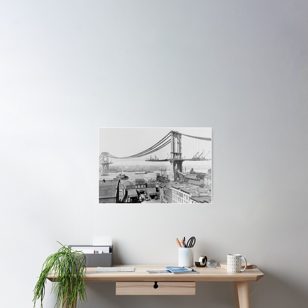 V5179 Manhattan Bridge Construction 1909 Retro Old Decor WALL PRINT POSTER AU