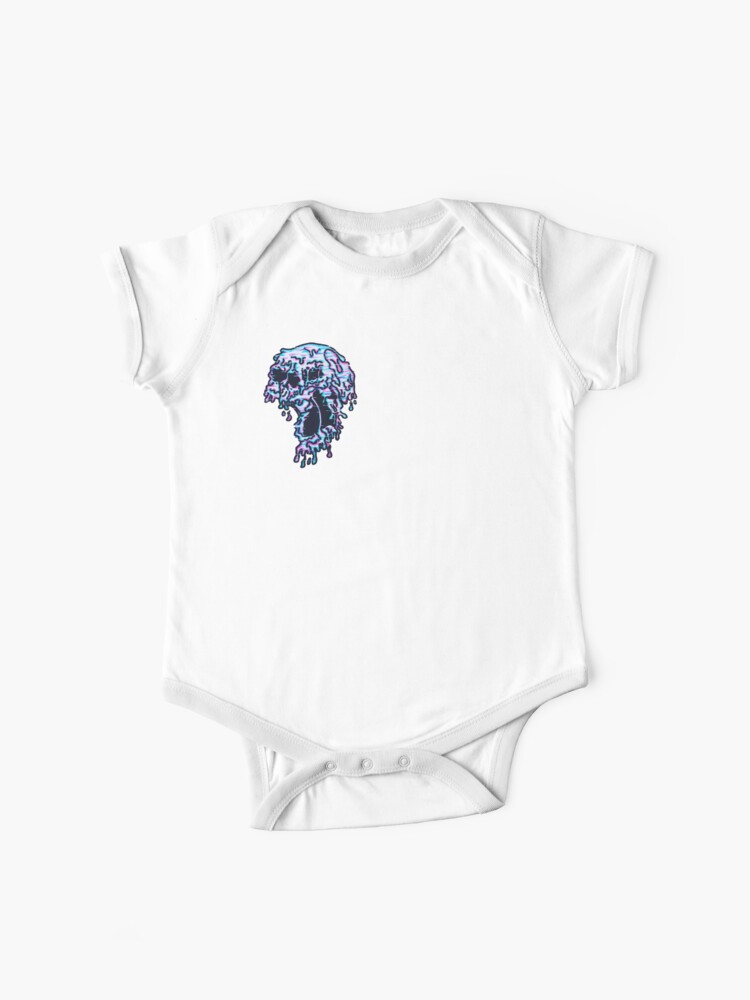 Trippy Drippy Glitchy Skull Baby One Piece By Masterpeaceart Redbubble